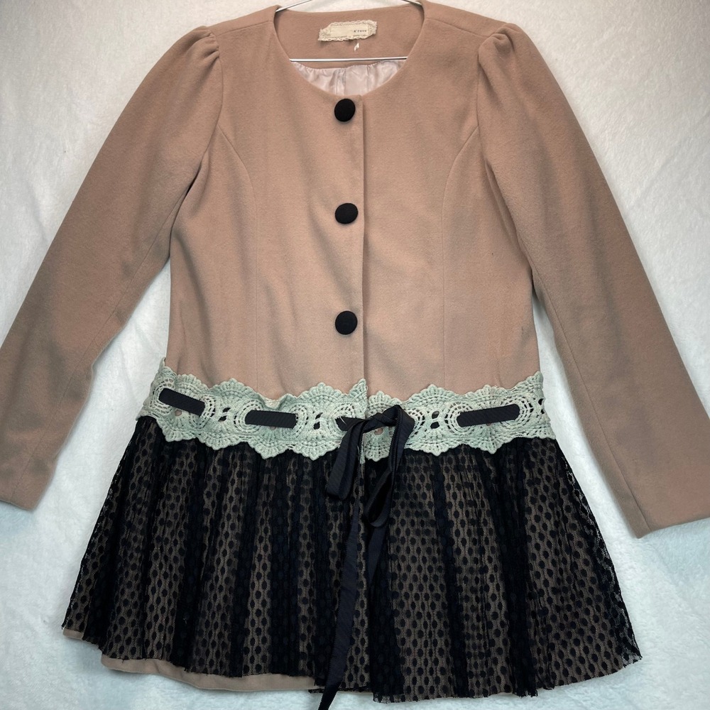 a'reve Lace Peplum Jacket S Crochet Gothic Whimsygoth Dark Romantic Vampire Bow